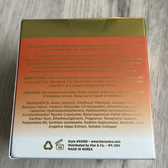 NIB Clear Visage Vitamin C & Collagen Brightening Day Cream 1.68 Fl Oz - Picture 3 of 5